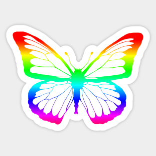 Rainbow Outline Butterfly Sticker